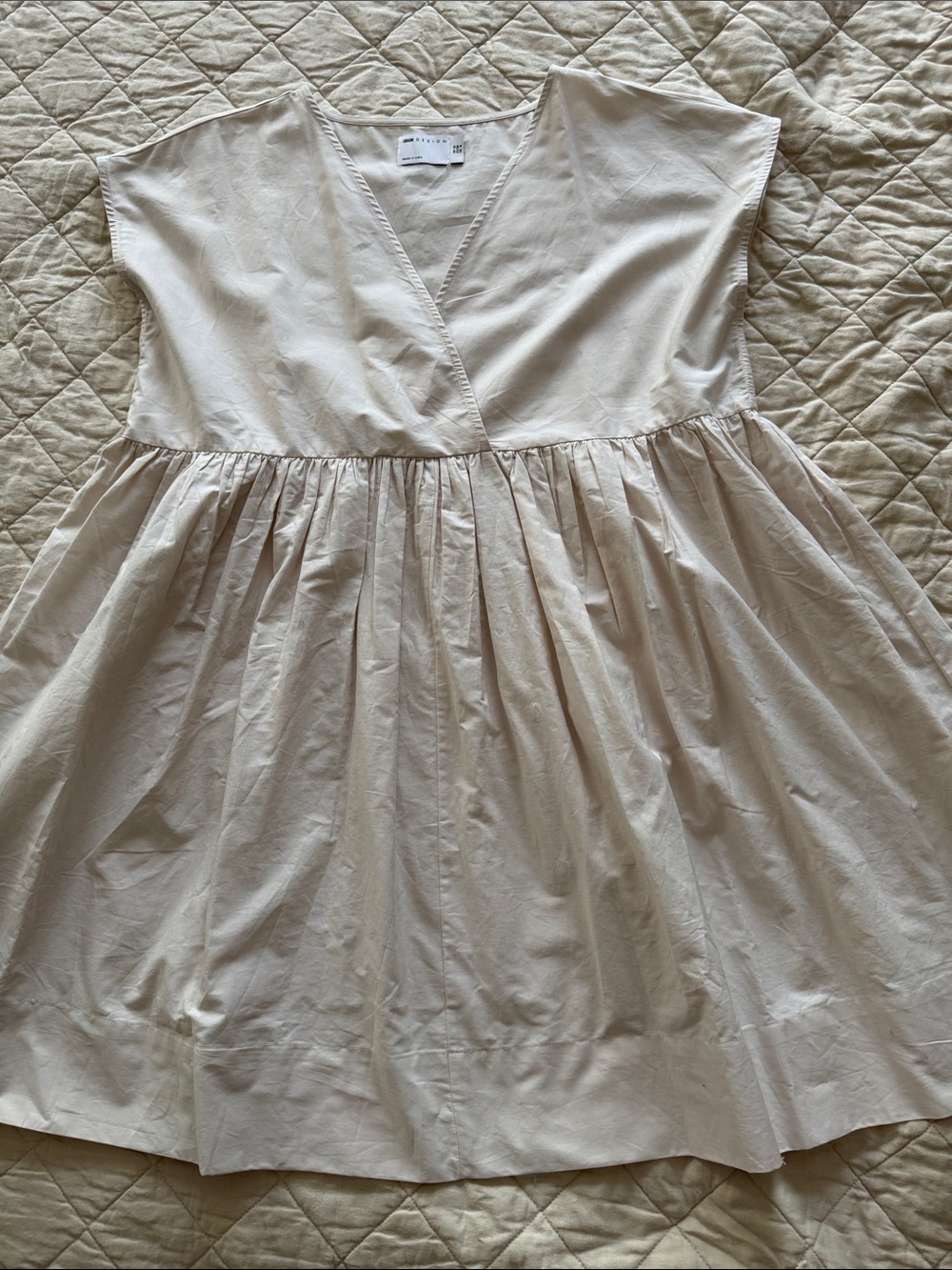 ASOS Cream Wrap-Style Mini Dress